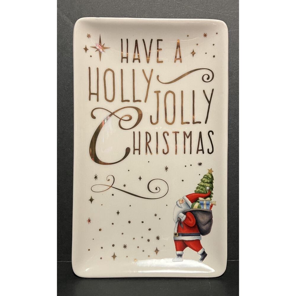 Grasslands Road Decorative Trinket Dish Holly Jolly Christmas 4.5 X 7.5 Boxed